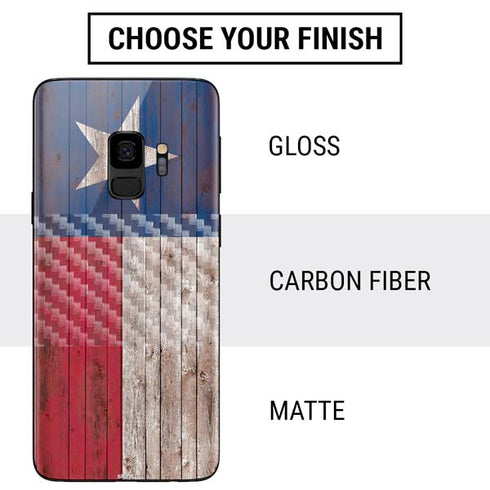 Texas Flag Dark Wood Galaxy S9 Skin